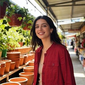 Women’s Lightweight Button-Front Linen Jacket in Red